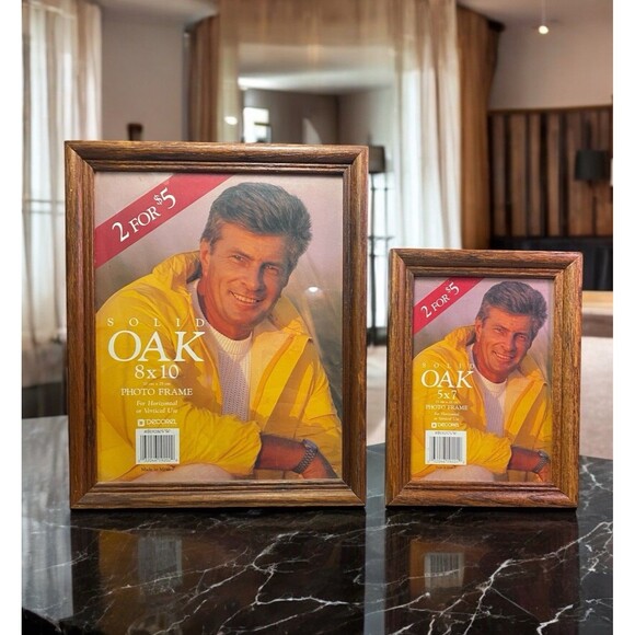 VTG Solid Oak Wood Photo Picture Frames Set Of 2 Decorel (1) 8x10 & (1) 5x7 - Picture 1 of 11